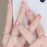 Aesthetic French Tip Short Square False Nail